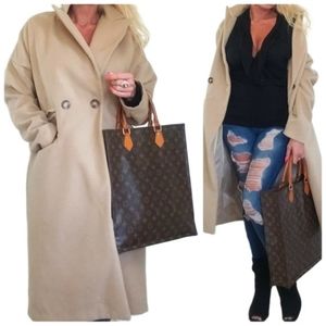 Long Camel Boyfriend Style Faux Wool Coat Size 8